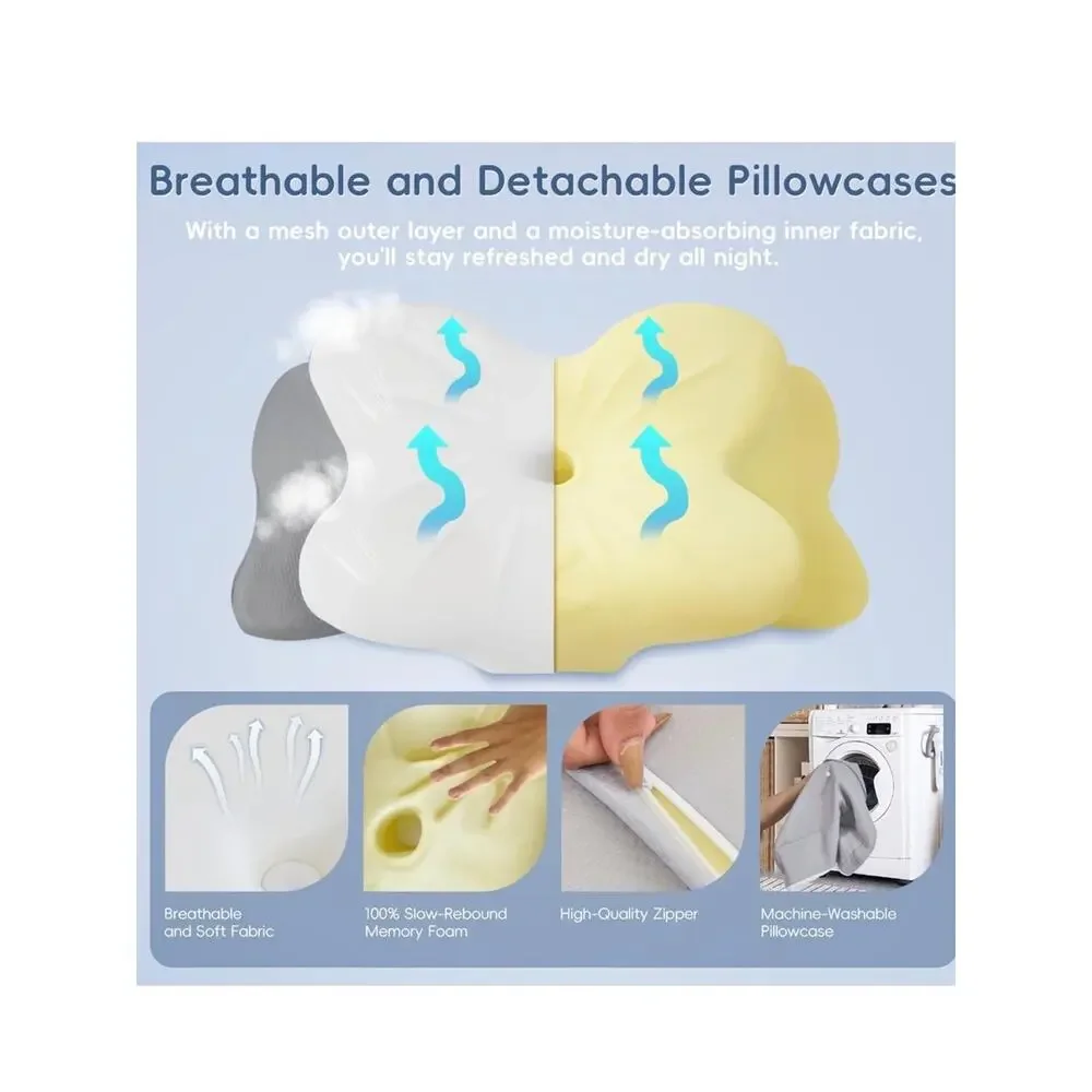 Cervical Neck Pillow, Ergonomic Memory Foam Pillows for Neck Pain Relief
